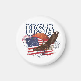 USA Patriotic Eagle with Mars Red Planet Design マグネット