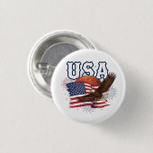 USA Patriotic Eagle with Mars Red Planet Design 缶バッジ (正面&裏面)