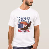 USA Patriotic Eagle with Mars Red Planet Design Tシャツ (正面)