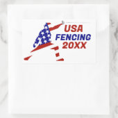 USA Patriotic Fencing En Garde Sports 長方形シール (バッグ)
