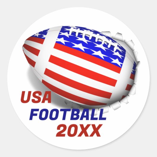 USA Patriotic Football Sports ラウンドシール (正面)