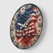 USA Patriotic Independence Day Decor ラージ壁時計 (傾斜)