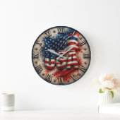 USA Patriotic Independence Day Decor ラージ壁時計 (ホーム)