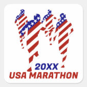 USA Patriotic MARATHON / RELAY RUN スクエアシール (正面)