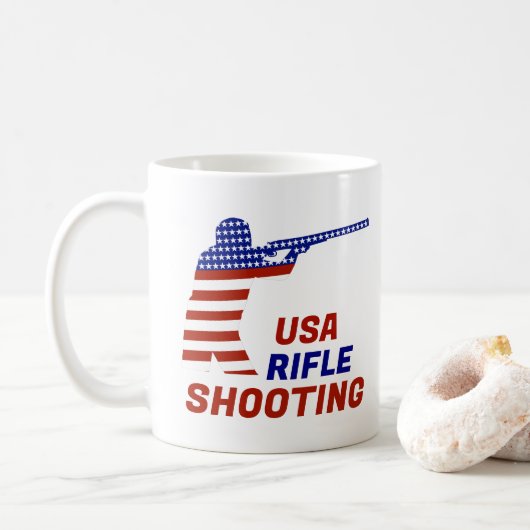 USA Patriotic Rifle Shooting コーヒーマグカップ (ドーナツ)