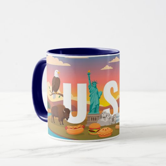USA Patriotic Travel Coffee Mug マグカップ (正面左)