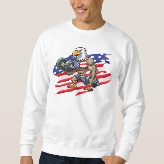 USA/patriotic weightlifting bald eagle スウェットシャツ (正面)
