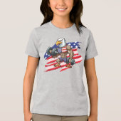 USA/patriotic weightlifting bald eagle トライブレンドＴシャツ (正面)