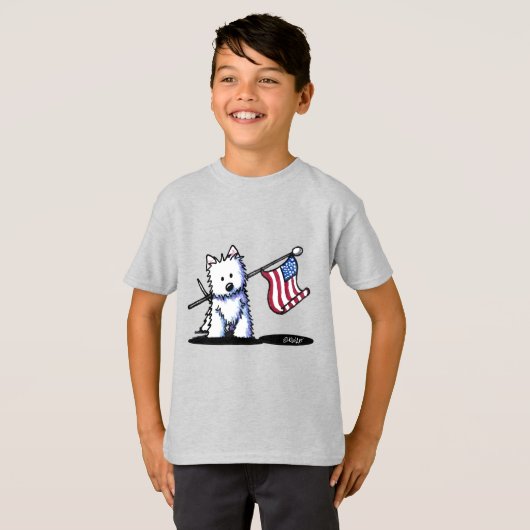 USA Patriotic Westie Terrier T-Shirt Tシャツ (正面フル)