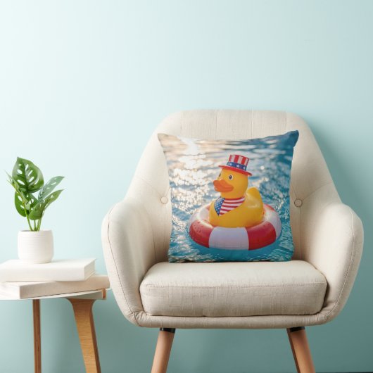 USA Patriotic Yellow Rubber Duck in Pool クッション (椅子)