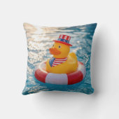 USA Patriotic Yellow Rubber Duck in Pool クッション (裏面)