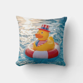 USA Patriotic Yellow Rubber Duck in Pool クッション