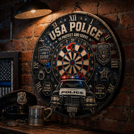 USA Police Classic Patrol Car Vintage ダーツボード