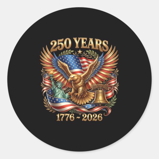 Usa pride eagle 250 years 1776-2026 4th july ラウンドシール (正面)