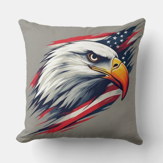 USA Pride Gift – Bald Eagle with American Flag クッション (正面)