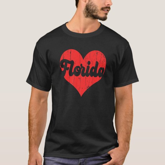 USA Proud America State Flag Heart Love Florida  Tシャツ (正面)
