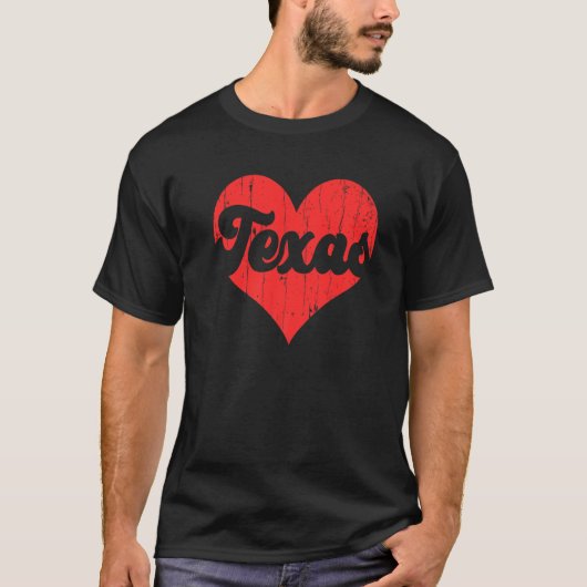USA Proud America State Flag Heart Love Texas Tシャツ (正面)