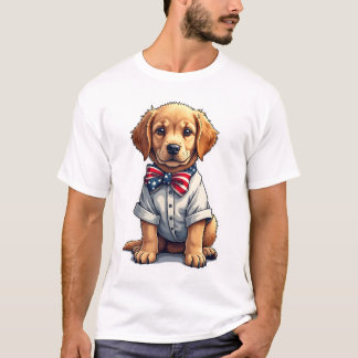 USA Puppy Patriot Golden Retriever Vintage Tee 2 Tシャツ