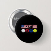 Usa Racketron – 卓球バドミントンスカッシュテン 缶バッジ (正面&裏面)