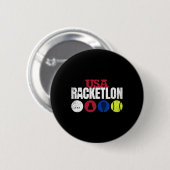 Usa Racketron – 卓球バドミントンスカッシュテン 缶バッジ (正面&裏面)