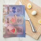 USA Seasonal Fruits Chart Postcard キッチンタオル (四つ折り)