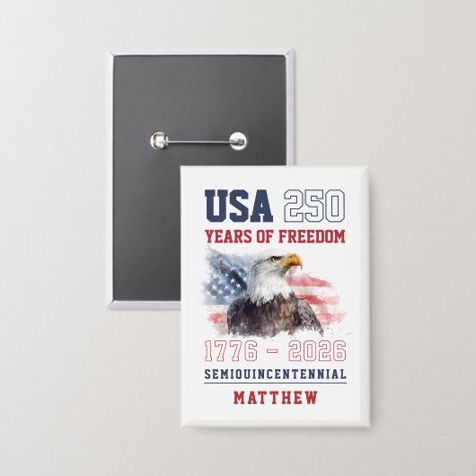 USA Semiquincentennial America's 250th Anniversary 缶バッジ (正面/裏面)