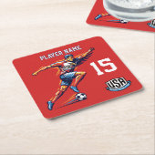 USA Soccer Eagle Athlete Patriotic National Team  スクエアペーパーコースター (アングル)