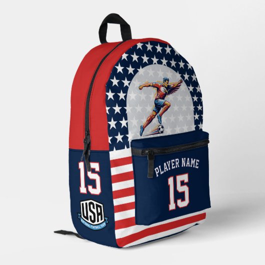 USA Soccer Eagle Athlete Patriotic National Team プリントバックパック (裏面左端)