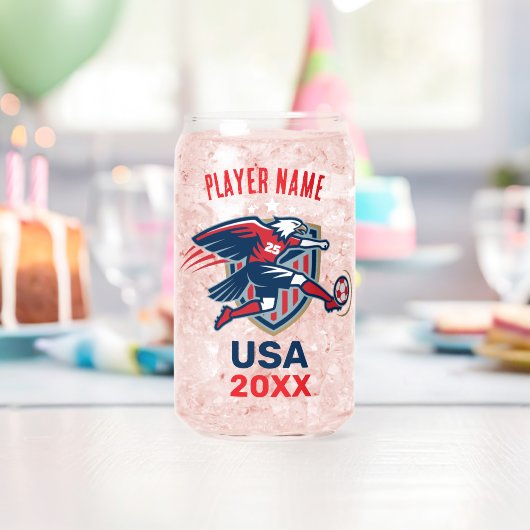 USA Soccer Eagle National Team Patriotic Action ガラス缶 (インサイチュ (バースデー))