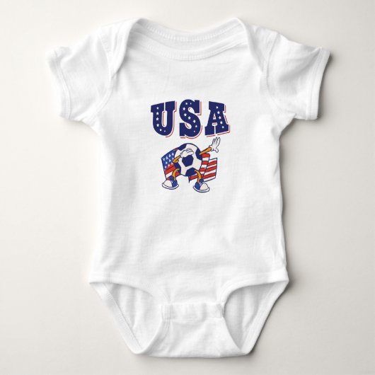 USA Soccer Fan Jersey Shirt American Flag ベビーボディスーツ (正面)