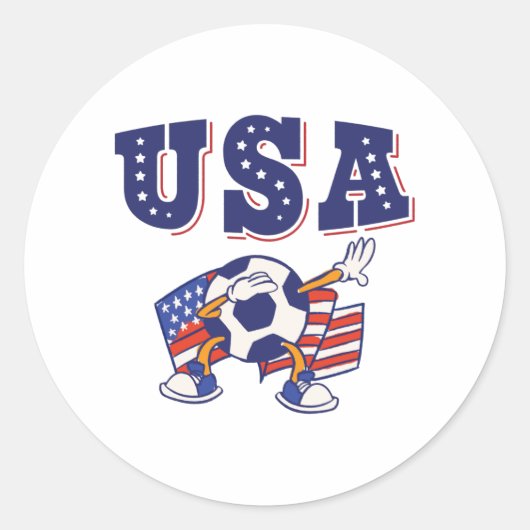 USA Soccer Fan Jersey Shirt American Flag ラウンドシール (正面)