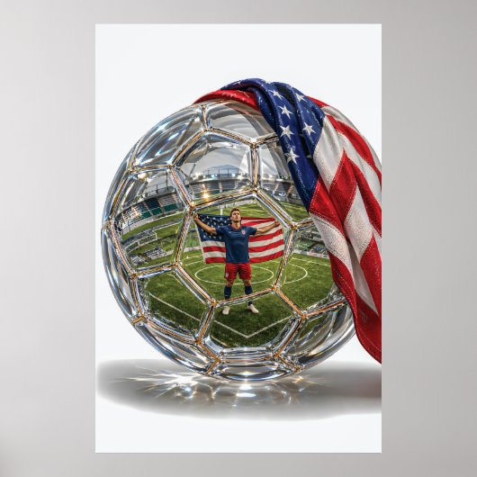 USA Soccer Glory Crystal Ball Art ポスター (正面)