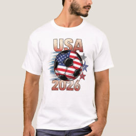 USA Soccer with Red White Blue Stars 2026 Tシャツ