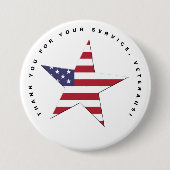 USA Starお客様のサービスに感謝、退役軍人の日 缶バッジ (正面)