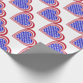 USA/Starsおよびストライプによって旗インスパイアハート ラッピングペーパー (角)