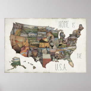 USA State Collage ポスター