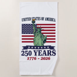 USA Statue of Liberty 250 Years 1776-2026 ビーチタオル