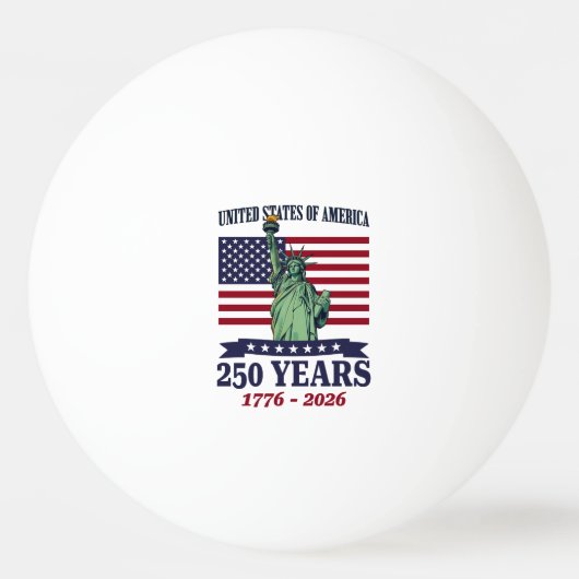 USA Statue of Liberty 250 Years 1776-2026 卓球ボール (正面)