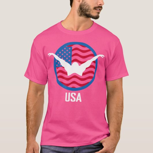 Usa Swim Usaサマースイミング2024ゲーム Tシャツ (正面)