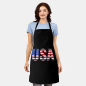 USA Tシャツ 愛国 アメリカ国旗 メンズ レディース キッズ エプロン (着用した状態)