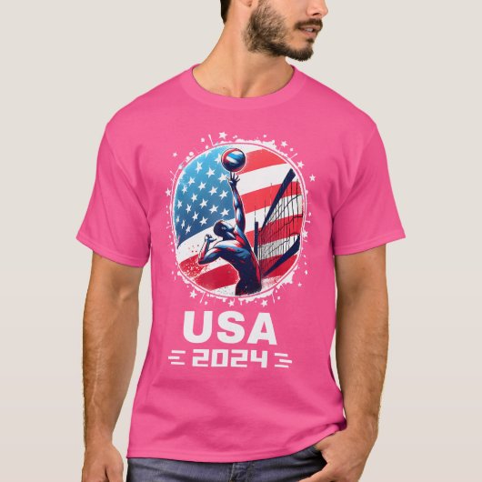Usa Team 2024バレーボールシャツ女子男性へ子供 Tシャツ (正面)