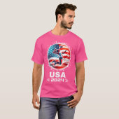 Usa Team 2024統一された州アメリカ国旗の女性Vo Tシャツ (正面フル)