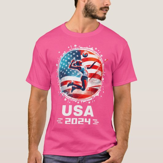 Usa Team 2024統一された州アメリカ国旗の女性Vo Tシャツ (正面)