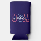 USA Text 4th Of July Design-62118 スリム缶クーラー (裏面)