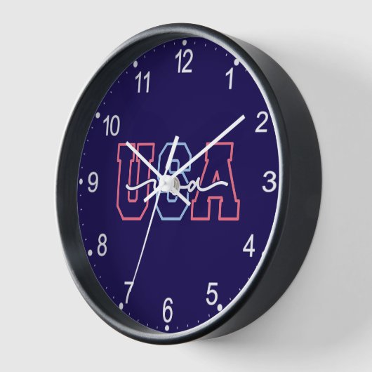 USA Text 4th Of July Design-62118 壁時計 (傾斜)