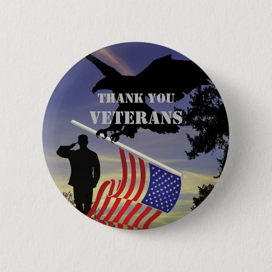 USA Thank You Veterans Custom Size Pin Button 缶バッジ (正面)