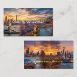 USA Travel & Emergency Info Business Card - Person 名刺