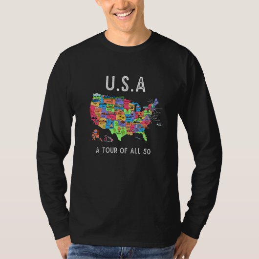 USA Travel Visit 50 States Map 2 Tシャツ (正面)