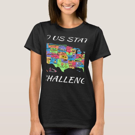 USA Travel Visit 50 States Map Tシャツ (正面)