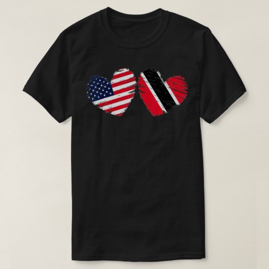 USA Trinidad and Tobago Flag Heart Trinbagonian Am Tシャツ (デザイン正面)